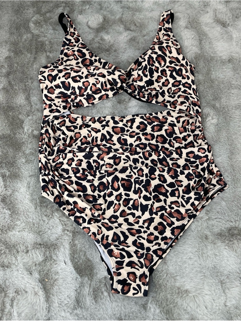 Women's Plus Size Leopard Print Swimsuit Cut Out Tieback One Piece 22W-0280